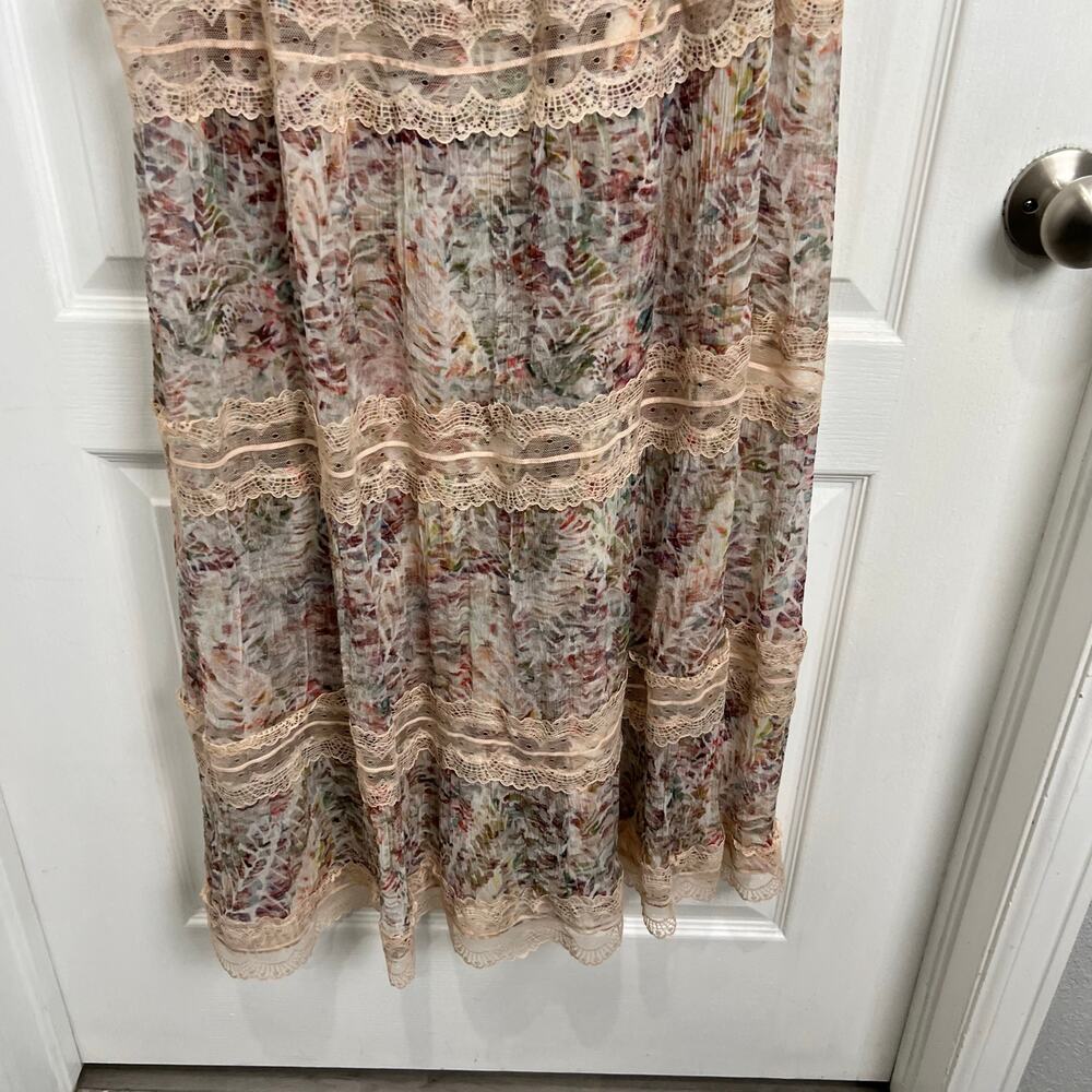 Soft Surroundings Althea Maxi Dress Boho Lace Floral Short Sleeve Women's Size 8 - Picture 9 of 15